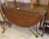 An 18th century mahogany oval drop-leaf cottage dining table W.115cm                                                                   