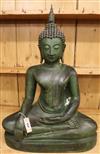A large Thai green patinated seated figure of Buddha                                                                                   
