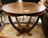 A French Art Deco walnut occasional table W.75cm                                                                                       