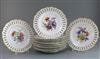 A set of twelve Meissen plates, late 19th century, diameter 24cm                                                                       