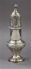 A late Victorian silver sugar caster, London, 1899, (af), 4.5 oz.                                                                      