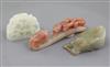 Three Chinese jade carvings, Qing dynasty, 9.4cm                                                                                       