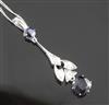 A platinum? sapphire and diamond drop pendant, pendant 41mm.                                                                           