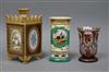 A 19th century Paris porcelain pot pourri vase, a German vase and Bohemian glass                                                       