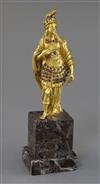 A 17th century Augsberg gem encrusted ormolu figure of Minerva, overall height 8.25in.                                                 
