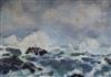 Maria Moreschi, oil on board, waves breaking on the shore, signed 47 x 66cm                                                            