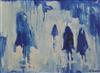 James Lawrence Isherwood (1917-1988) Study in blue of figures on a street 9.75 x 13.75in.                                              