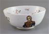Lord Admiral Nelson. A commemorative Delftware punch bowl, 19th century, D. 30cm, splinter chip to edge                                
