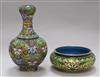 A Chinese cloisonne enamel vase and a dish vase height 21cm                                                                            