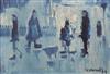 James Lawrence Isherwood (1917-1988) Study in blue of figures on a street 9.5 x 13.75in.                                               