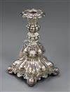 An ornate continental white metal candlestick, 18.3cm.                                                                                 