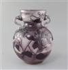 A large Gallé cameo 'Cristallerie' two handled vase, c.1900, height 27cm                                                               