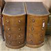 A pair of walnut bow fronted pot cupboards W.35cm                                                                                      