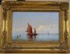 19th century French / Swiss School Sailing becalmed off shore 21 x 33cm                                                                