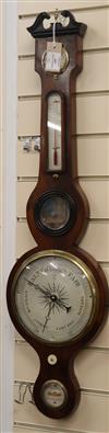 A George III mahogany wheel barometer marked Bradford, Newton Abbot H.95cm                                                             