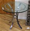 A steel and glass occasional table W.76cm.                                                                                             