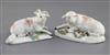 A matched pair of Derby figures of a ram and a ewe, c.1760-5, l. 11.8cm and 12.2cm, slight restoration                                 