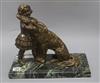 J. Faes. A French bronze of a girl with a borzoi height 29cm                                                                           