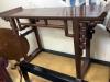 A Chinese hardwood altar table (possibly made from old timber), width 142cm depth 43cm height 87cm                                                                                                                          