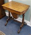 A Victorian inlaid walnut work table W.62cm                                                                                            