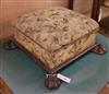 A Victorian square topped foot stool, with claw feet W.50cm                                                                            