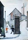 § Laurence Stephen Lowry RA (1887-1976) 'Viaduct Street Passage' 13.25 x 9.5in.                                                        