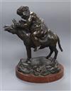 A 19th century bronze of Bacchus riding a donkey, rouge marble base H.22cm                                                             