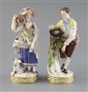 Two Meissen figures of a boy with a bird nest and girl with a bird cage, late 19th century, H. 18cm, minor losses                      