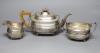 A George V three piece silver tea set, Harrod's Ltd, London, 1920/1                                                                                                                                                         