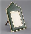 A George V 9ct gold and nephrite mounted photograph frame by Percy Edwards Ltd, height 17.3cm.                                         