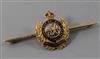 A George VI 15ct gold and enamel Royal Engineers brooch                                                                                