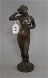 An early 20th century bronze of a standing female nude height 34.5cm                                                                   