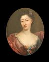 18th Century Continental School Miniature portrait of a lady with a floral corsage 5 x 3.5in.                                          