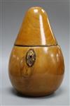 A Georgian fruitwood pear shaped tea caddy height 15cm                                                                                 