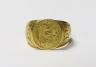A late 16th/early 17th century yellow metal signet/seal ring, engraved with the initials SMU, the M formed as the trunk of an oak tree                                                                                      