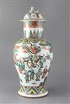 A Chinese famille verte baluster vase and cover, late 19th century height 46cm                                                         