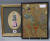 A Chinese embroidered silk panel and a pith painting largest 30 x 21cm                                                                 