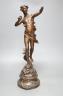 After Ferrand, spelter figure of a gentleman upon a dolphin, plaque to base reading ‘Zephyr Marin Par Ferrand’, 50cm                                                                                                        