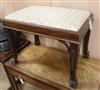 A carved mahogany dressing stool, with drop in seat W.63cm                                                                             