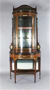 Edwards and Roberts. A late Victorian marquetry inlaid rosewood demi lune display cabinet, W.3ft D.1ft 6in. H.6ft 11in.                