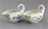 A pair of Derby leaf-moulded small sauceboats, c.1756-9, l. 12.5cm, firing faults                                                      