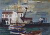 J. Leonard, oil on canvas, fishing boats in harbour, signed and dated '63, 64 x 91cm                                                   