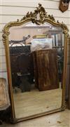 A late 19th century Louis XV style gilt and composite overmantel mirror W.95cm                                                         