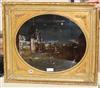 A 19th century reverse painting on glass with mother of pearl highlights, View of St Marks Square, 44 x 53cm                           