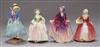 Four Royal Doulton figures: Sweet Anne HN1496, Janet HN1537, Pantalettes HN1362 and Camille HN1648 tallest 19cm                        