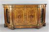 A Victorian ormolu mounted marquetry and walnut side cabinet, W.6ft 9in. D.1ft 8in. H.3ft 7in.                                         