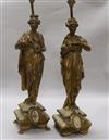 A pair of gilt spelter figural lamp bases height 54cm                                                                                  