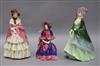 Three Royal Doulton figures: Rosina HN1364, Victorian Lady HN727 and The Paisley Shawl HN1460                                          