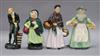 Four Royal Doulton figures: Dappy-Down-Dilly HN1712, Sairey Gamp HN2100, Uriah Heep HN2101 and The Orange Lady HN 1759 tallest 22cm    