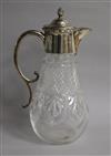 An Edwardian silver mounted cut glass claret jug, Latham & Morton, Birmingham, 1901, 28.5cm.                                           